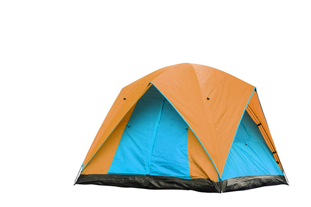 Isolated rorange and blue dome tent  - Photo, Image