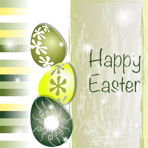 Green and yellow Easter card - Vecteur, image