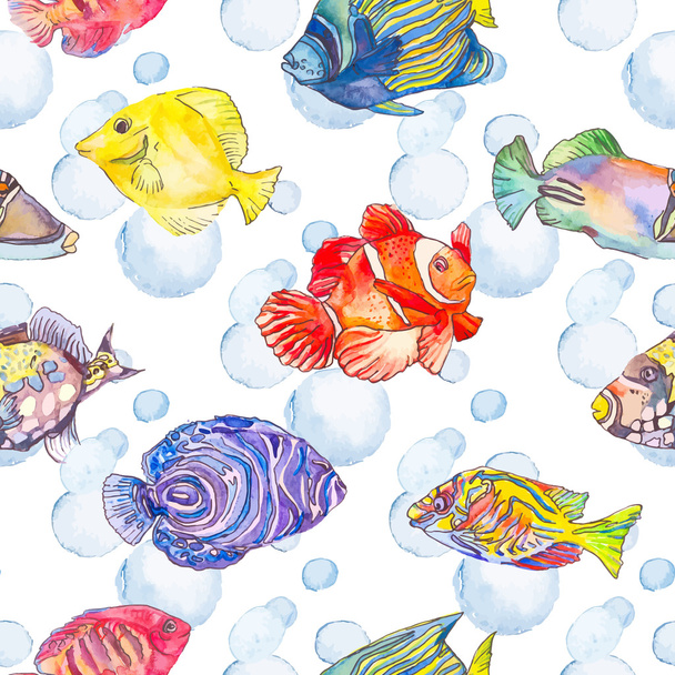 Sea pattern. Tropical fish. jellyfish. Ocean. - ベクター画像