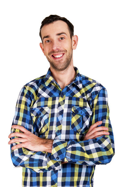 Happy young man. Portrait of handsome young man in casual shirt  - Foto, Imagem