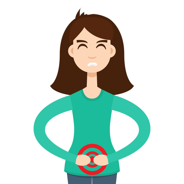 Girl has menstrual pain - Вектор,изображение