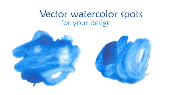 Set blauer Aquarellflecken, Vektor - Vektor, Bild