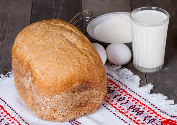 Homemade white bread, flour, eggs and milk - Fotografie, Obrázek