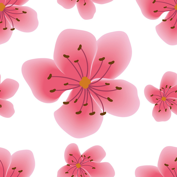 Seamless pattern with sakura flowers - Vektör, Görsel