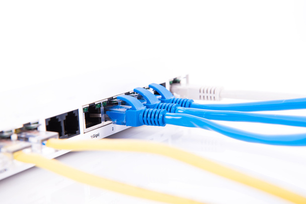 RJ45 connected to a router - Photo, Image