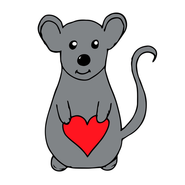 Little Mouse with big heart - Вектор,изображение