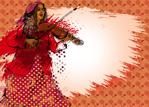 Suunnittelu mustalainen nainen viulu
 - Valokuva, kuva