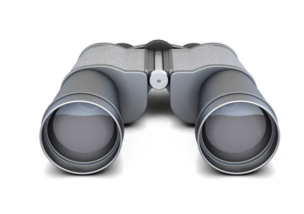 Black binoculars isolated on white background. 3d rendering - Photo, Image