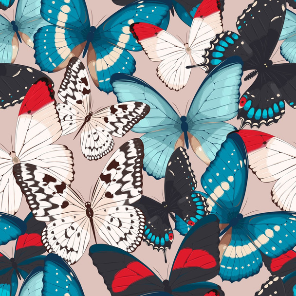 Colorful butterflies seamless - Vector, Imagen