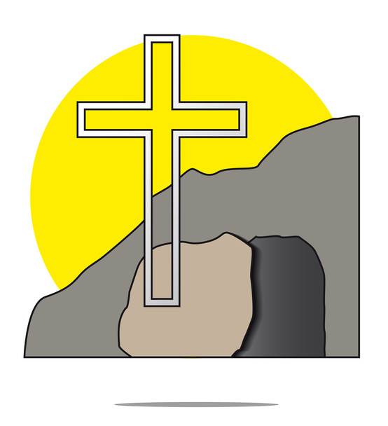 Illustration of easter cross with grave - Vector, Image