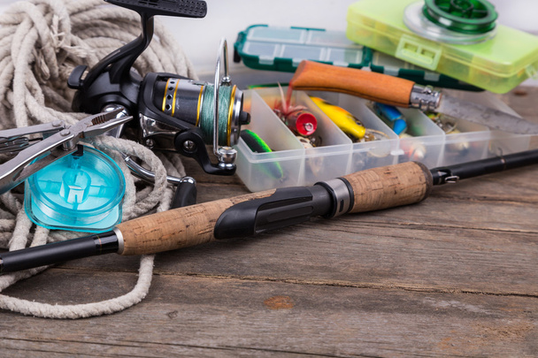 fishing tackles and baits in storage boxes - Photo, Image