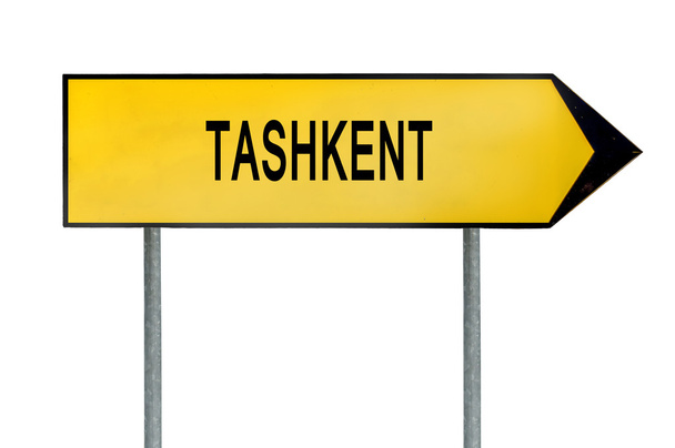 Yellow street concept sign Tashkent isolated on white - Фото, зображення
