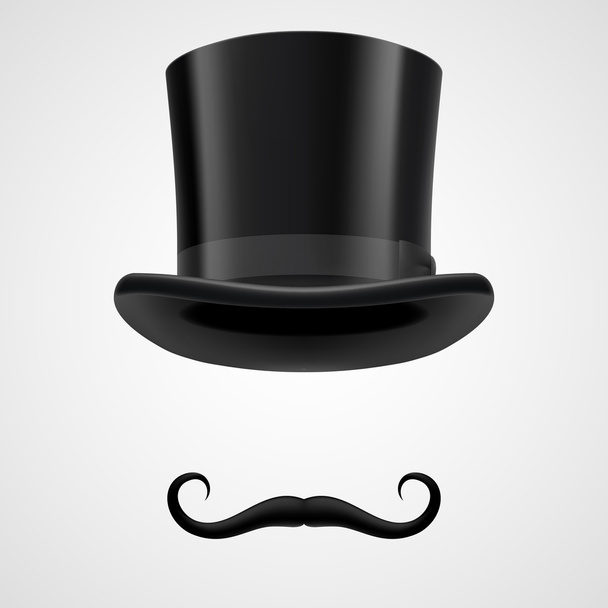 Moustaches and top hat victorian aristocrat - Vector, Imagen