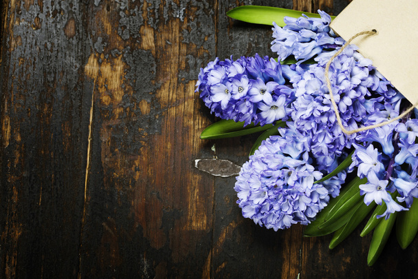 Jarní hyacinth na vinobraní dřevěné pozadí - Fotografie, Obrázek