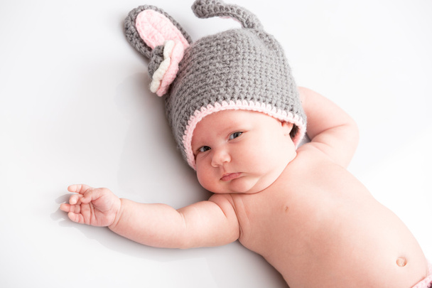 A cute newborn little baby girl. Use it for a child, parenting or love concept. - 写真・画像