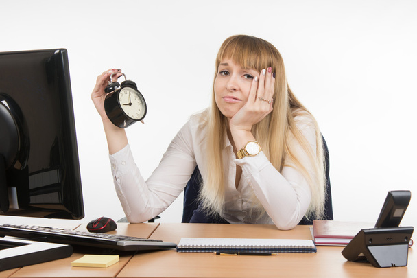 Dull office employee does not want to work in the morning in the office - Photo, Image