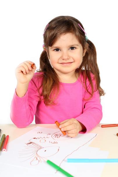 Little Girl Drawing - Zdjęcie, obraz