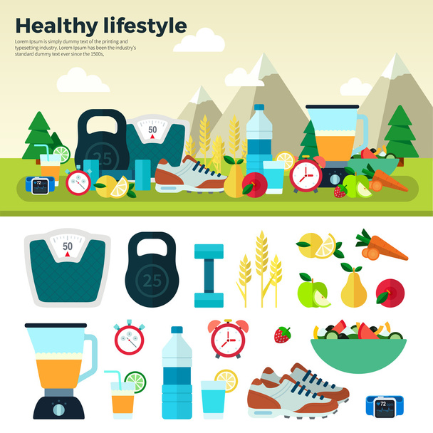 Healthy Lifestyle Sport Proper Nutrition - Вектор, зображення