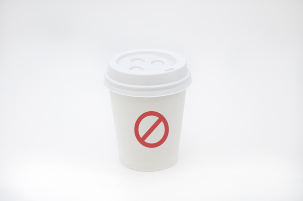White Disposable Travel Coffee Cup - Don 't Symbol
 - Фото, изображение
