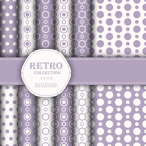 Collection of seamless patterns with polka dot - ベクター画像