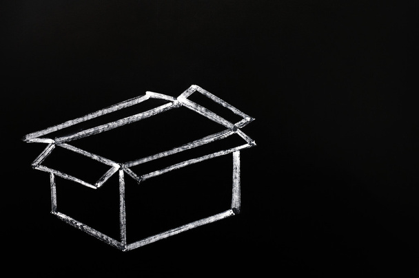 Порожня коробка намальована на дошці
 - Фото, зображення