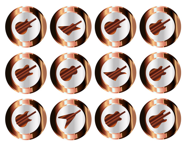 Botones de icono de guitarra de cobre
 - Vector, imagen