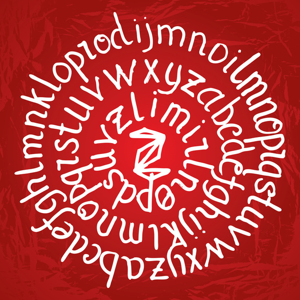 Abstract round lettering on red gradient background with texture - Вектор,изображение