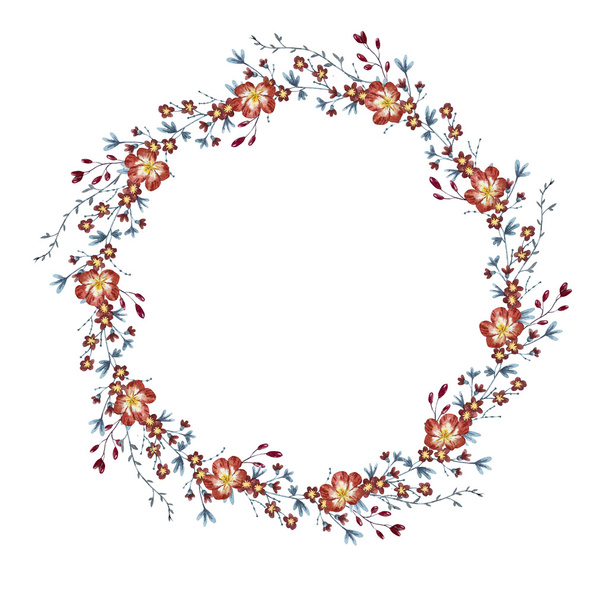 Watercolor floral wreath raster - Foto, Imagem
