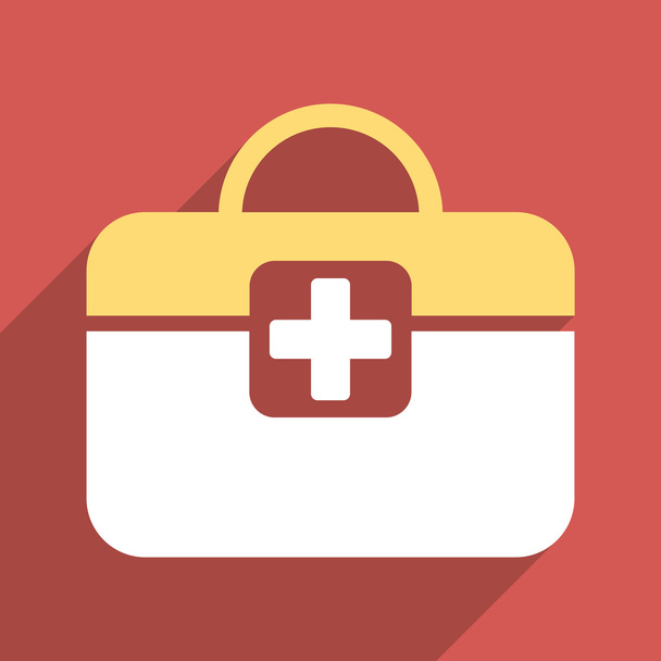 Medical Kit Flat Square Icon with Long Shadow - Vector, Image