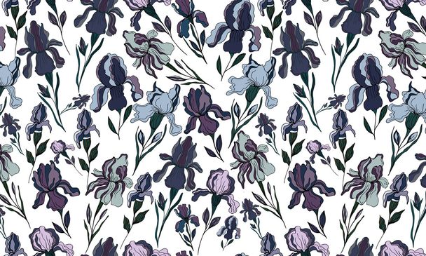 Seamless pattern with iris flower.Vector - Vektor, kép