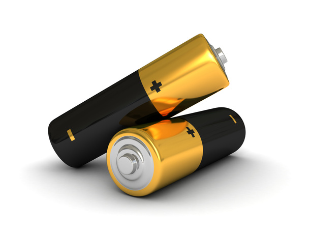 Due batterie a basso costo su sfondo bianco
 - Foto, immagini