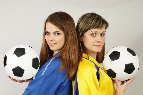 δύο οπαδοί του ποδοσφαίρου - Φωτογραφία, εικόνα