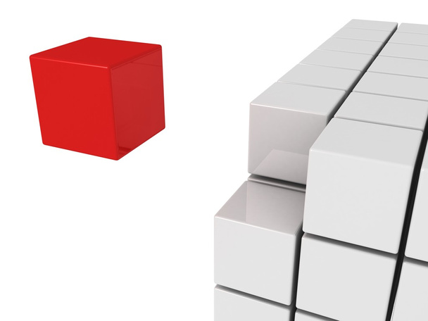 Un concepto de individualidad cubo de unicue rojo
 - Foto, Imagen
