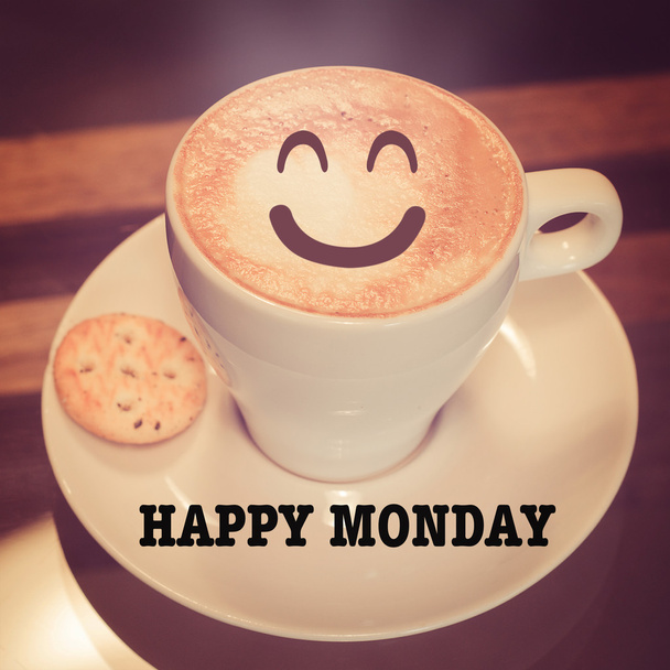 Happy maandag met koffiekopje - Foto, afbeelding