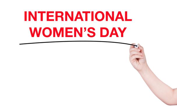 Dünya Kadınlar Günü kelime yazmak beyaz arka plan üzerinde - Fotoğraf, Görsel