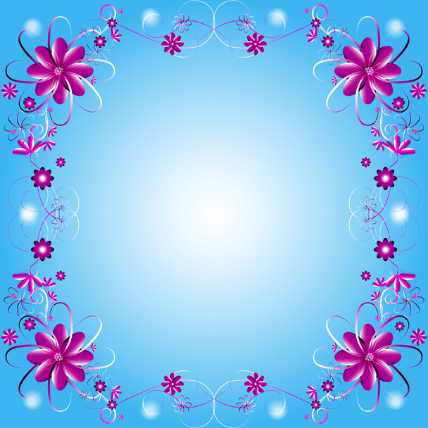 Kwadrat kwiatowy wzór w miękkie kolory niebieski, naciągnąć i różowy - Wektor, obraz