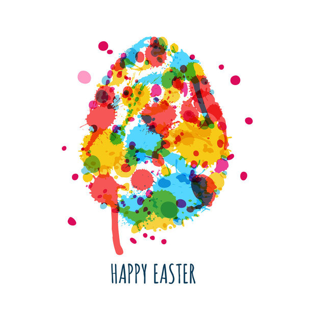 Пасхальная открытка с многоцветной яйца сделаны из акварельной зр - Вектор,изображение