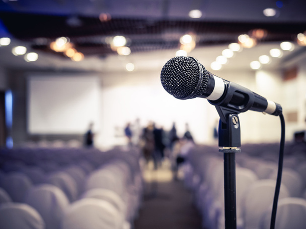Microphone in Conference Seminar room Event Background - Photo, Image
