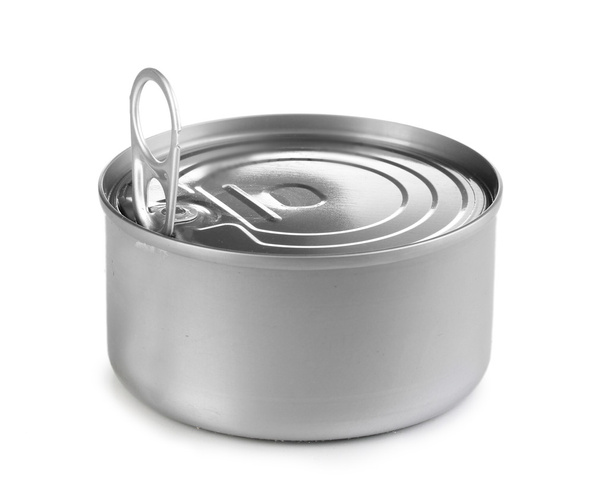 Tin can with pull ring isolated on white - Фото, изображение
