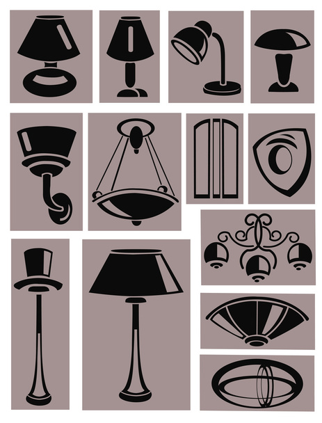 Набор силуэтов ламп
 - Вектор,изображение
