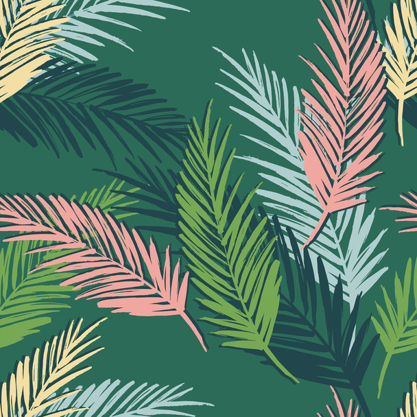 Seamless exotic pattern with palm leaves - Vektori, kuva