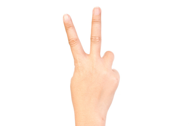 Two finger point isolated on the white. - Photo, image