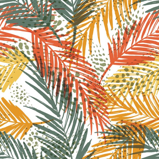 Seamless exotic pattern with palm leaves - Vector, Image