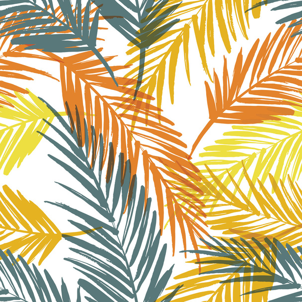 Seamless exotic pattern with palm leaves - Διάνυσμα, εικόνα