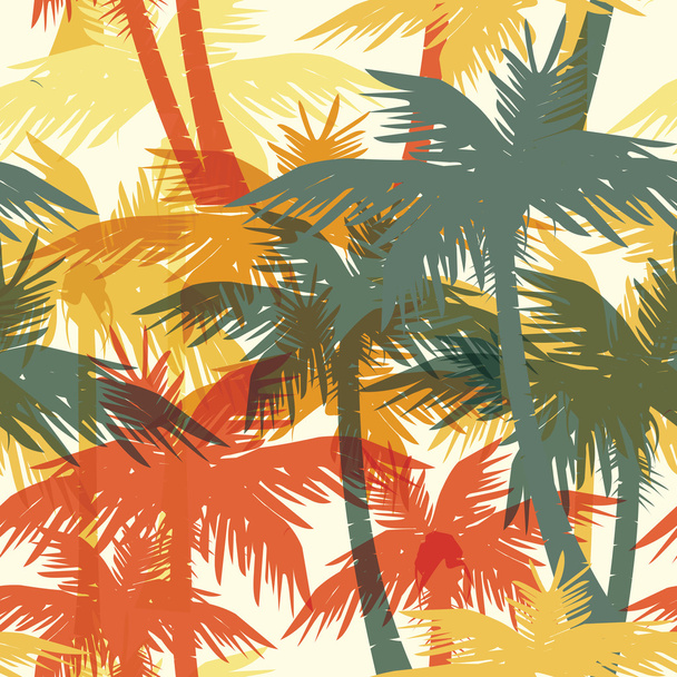 Tropical summer print with palms - Vector, Image
