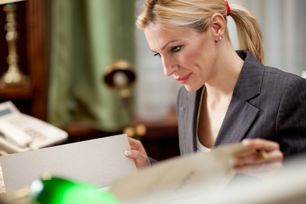 Lawyer or bankar or businesswoman  working in office - Фото, изображение