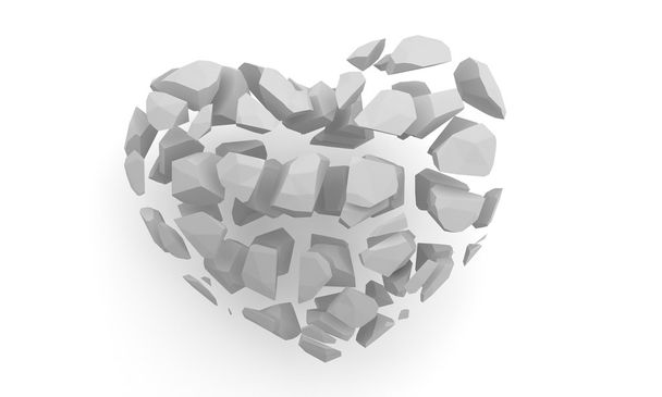 Corazón roto aislado en blanco. ilustración de renderizado 3d
 - Foto, imagen