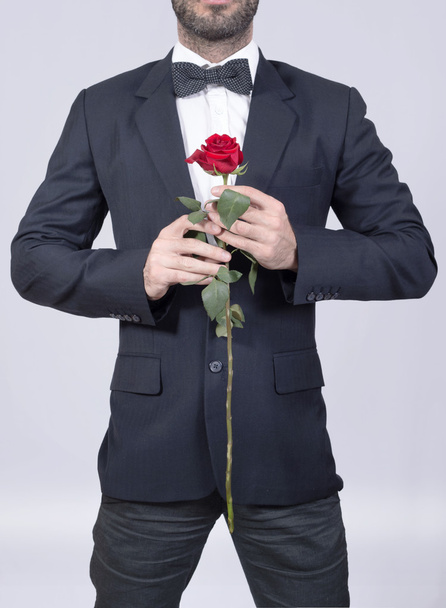 Valentines red rose man - Foto, Imagem