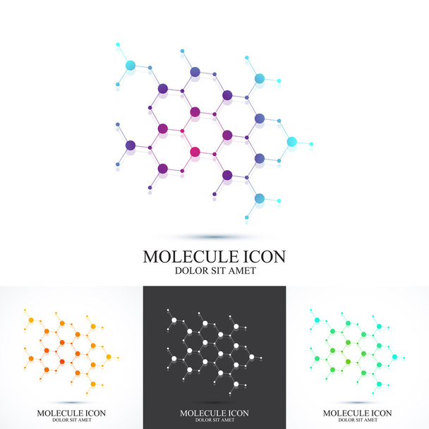 Modern set icon dna and molecule. Vector template for medicine, science, technology , chemistry, biotechnology - Vector, Image