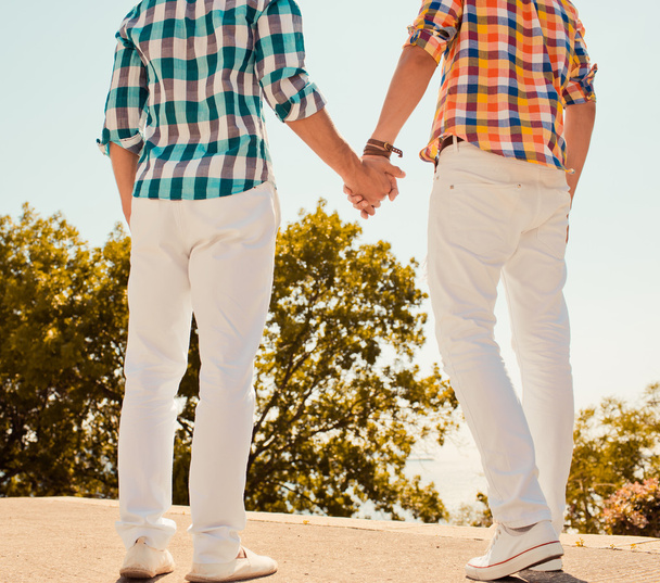 Two boyfriends holding hands - Fotoğraf, Görsel